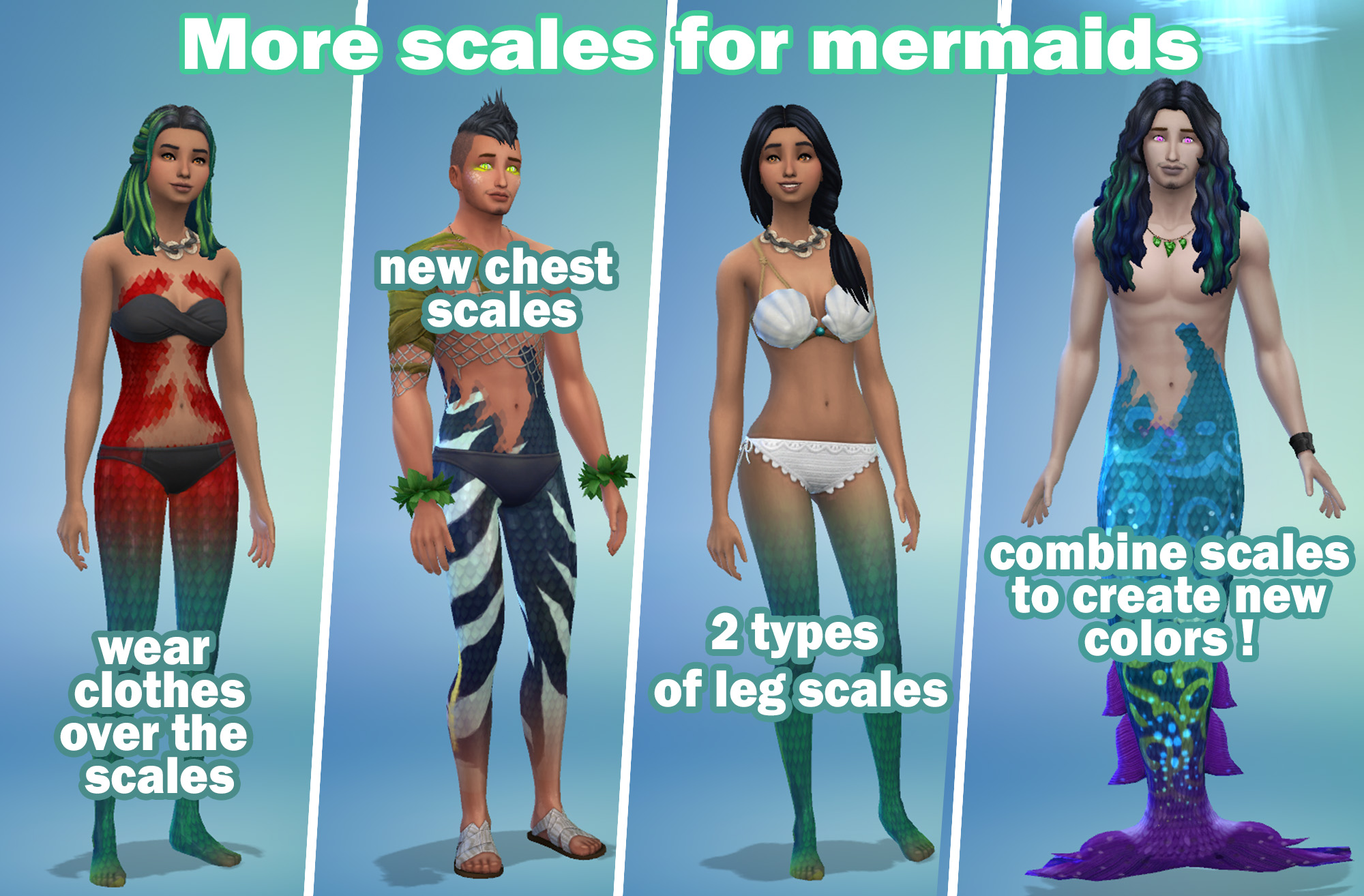 Leg scales for mermaids + chest scales for male